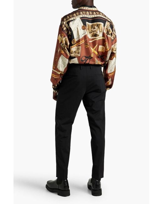 Dolce & Gabbana Brown Printed Silk-twill Shirt for men