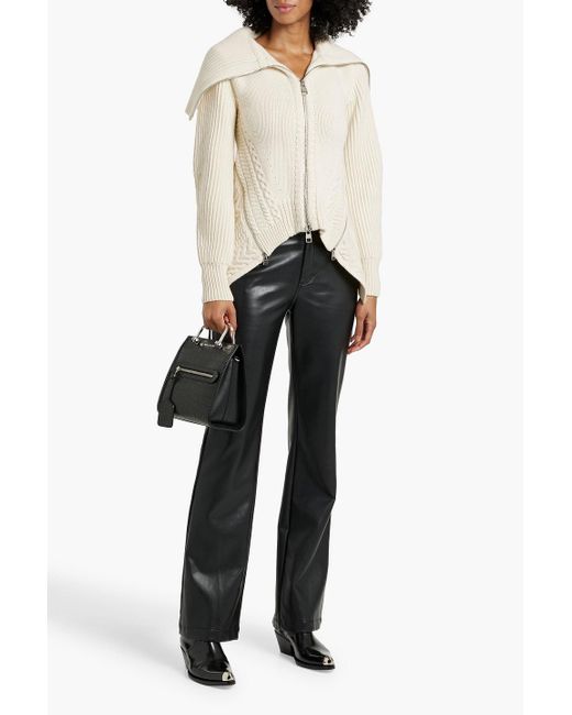 Alexander McQueen Natural Ribbed And Cable-Knit Wool Cardigan