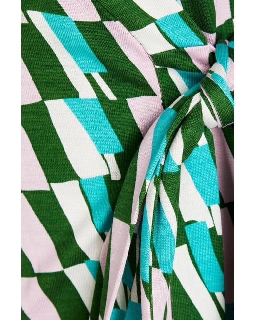 Diane von Furstenberg Green Wickelkleid aus seiden-jersey mit print