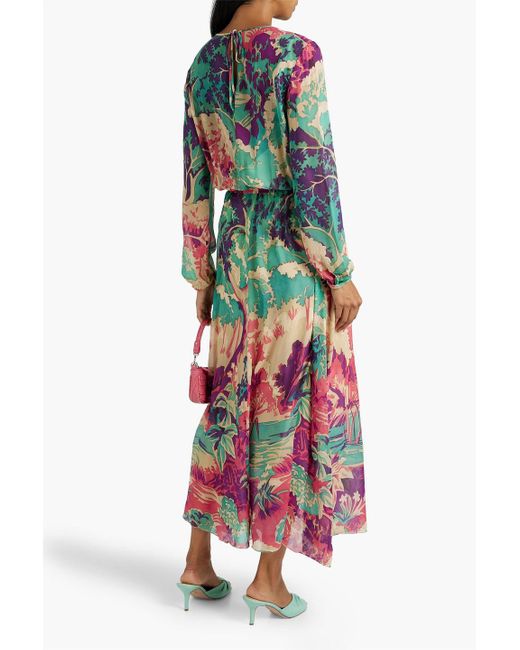 RED Valentino White Belted Floral-print Silk-chiffon Maxi Dress