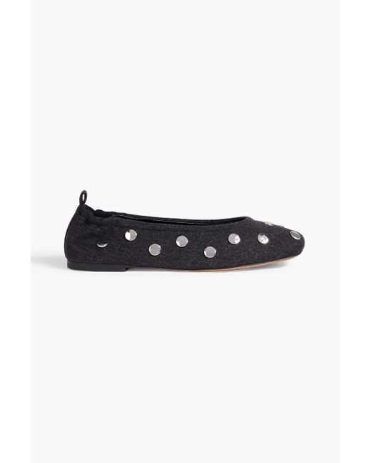 3.1 Phillip Lim Black Id Studded Denim Ballet Flats
