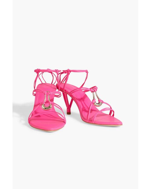 Aje. Pink Leda Embellished Leather Sandals
