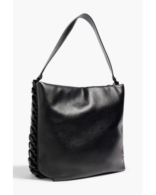 Stella McCartney Black Frayme Puffy Padded Faux Leather Shoulder Bag