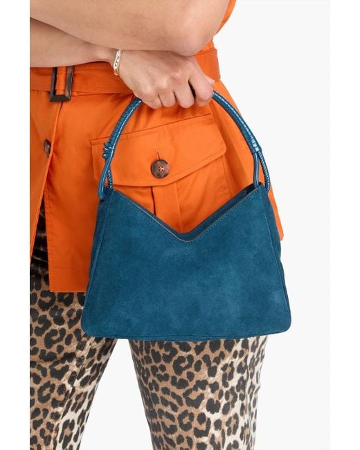 Staud Blue Valerie Suede Shoulder Bag