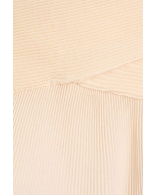 Zimmermann Natural Tiered Plissé-Organza Maxi Skirt
