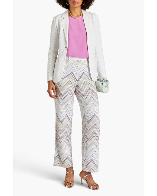 Missoni White Sequin-embellished Crochet-knit Straight-leg Pants