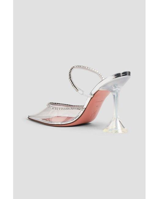 AMINA MUADDI White Gilda Glass Crystal-embellished Pvc Mules