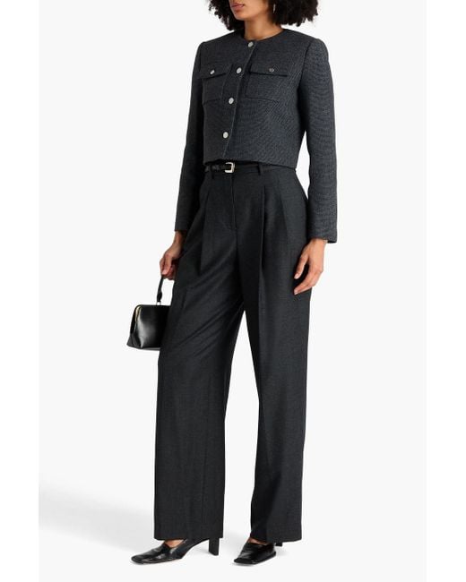 Theory Black Cropped Tweed Jacket