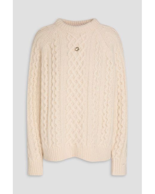 Coperni Natural Embellished Cable-knit Wool-blend Sweater