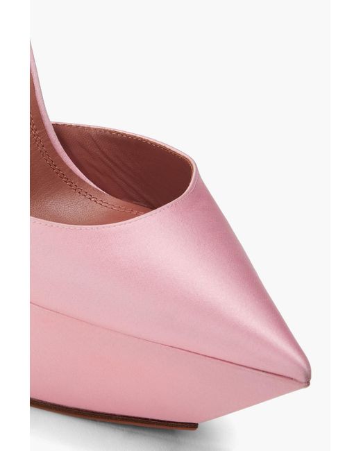 AMINA MUADDI Pink Angelica Satin Platform Pumps