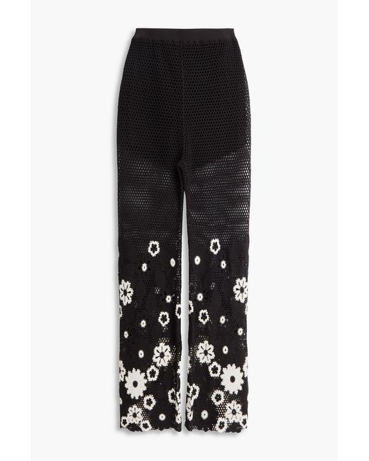 Maje Black Crocheted Cotton Flared Pants
