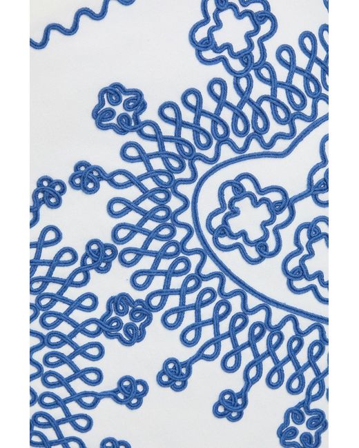 Maje Blue Embroidered Cotton-Blend Twill Mini Skirt