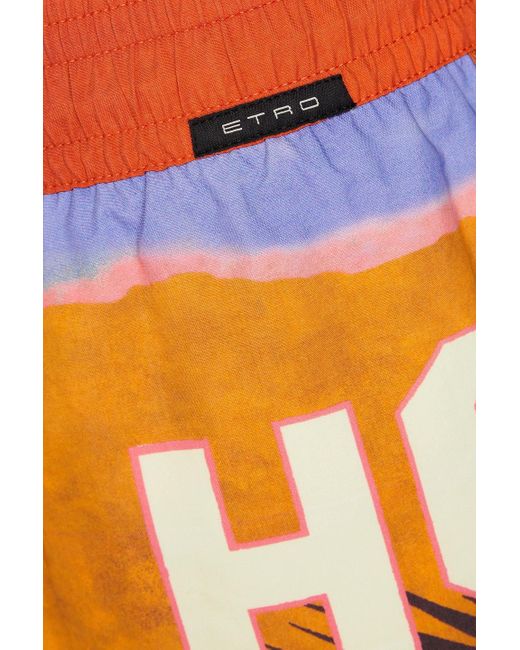 Etro Kurze badeshorts mit print in Orange für Herren