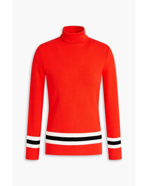 Fusalp Red Judith Striped Stretch-knit Turtleneck Sweater