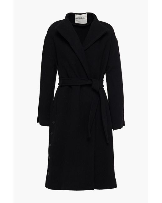 Ba&sh Black Jarry Belted Snap-detailed Wool-blend Felt Coat