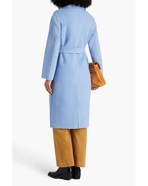 Maje Blue Bouclé Wool-blend Coat