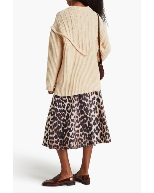 Claudie Pierlot Natural Cable-knit Wool Cardigan