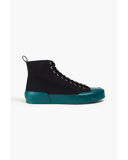 Jil Sander Blue Two-tone Canvas High-top Sneakers for men