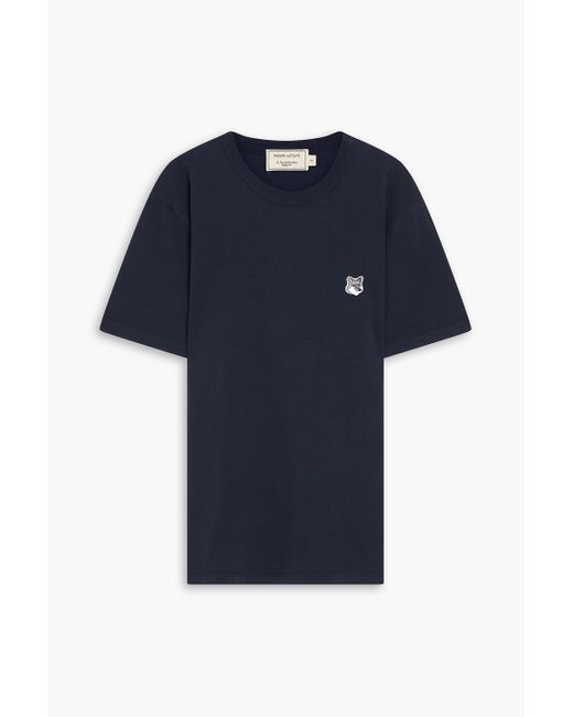 Maison Kitsuné Blue Appliquéd Cotton-jersey T-shirt for men