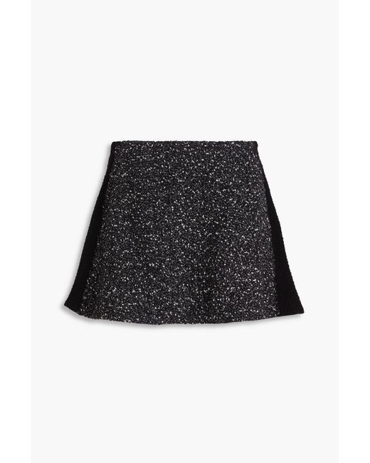 Rag & Bone Black Elsie Flared Felt-paneled Wool-blend Bouclé-tweed Mini Skirt