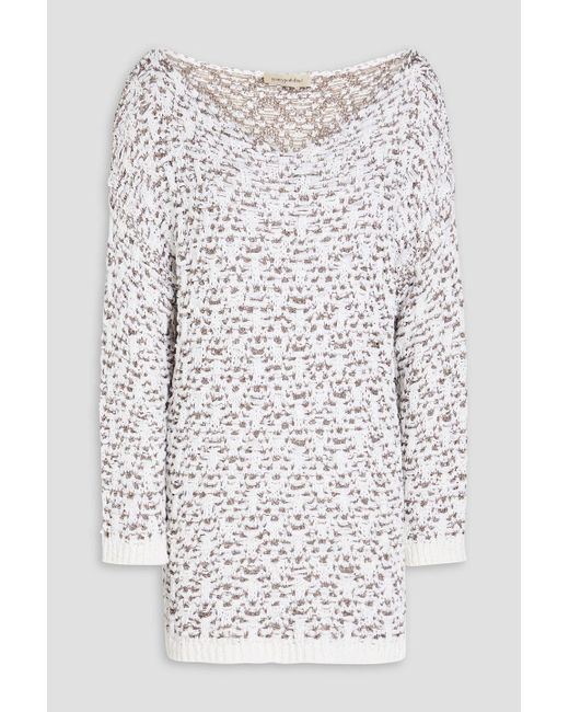 Gentry Portofino White Sequin-embellished Knitted Sweater