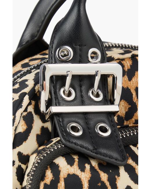Ganni Black Leopard-Print Shell Tote