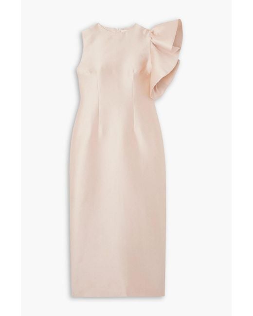 D'Estree Natural Franz Asymmetric Faille Midi Dress