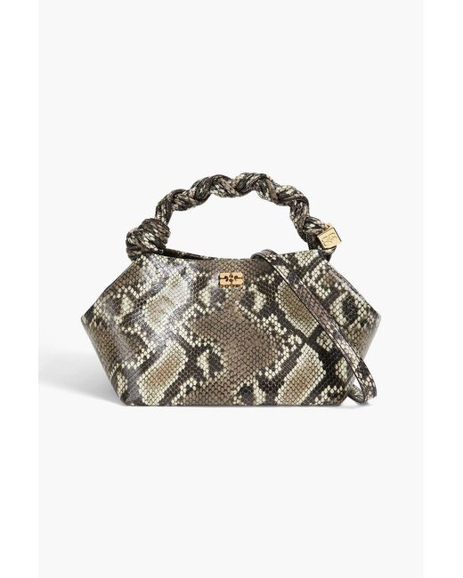 Ganni Multicolor Bou Small Snake-print Leather-blend Tote