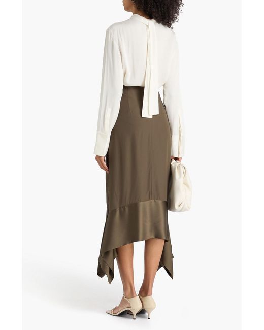 Theory White Pussy-Bow Silk-Crepe Blouse