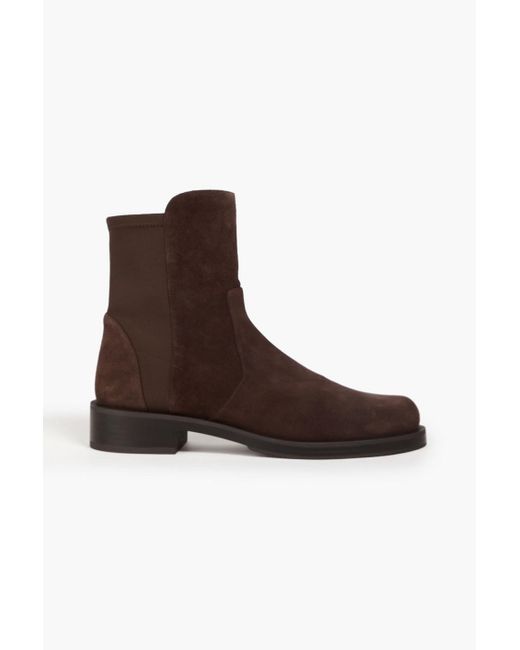 Stuart Weitzman Brown Microstretch And Suede Ankle Boots
