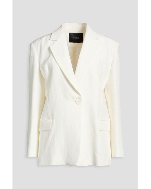 Maje White Slub Woven Blazer