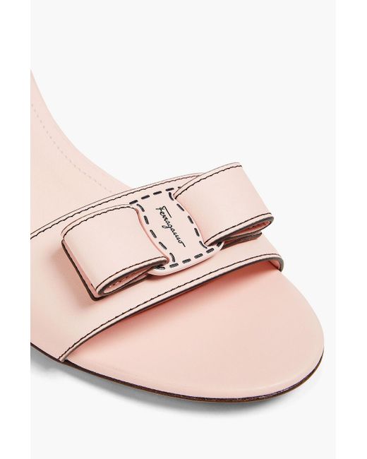 Ferragamo Pink Leather Wedge Sandals