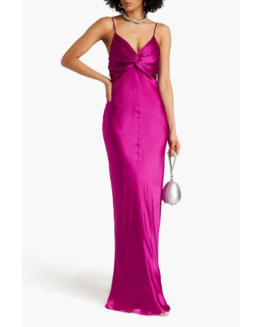 TOVE Pink Twisted Silk-satin Maxi Dress
