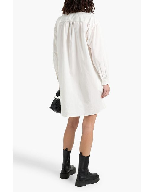Nili Lotan White Najam Gathered Cotton-poplin Mini Dress