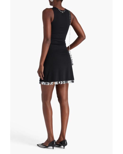 Rabanne Black Sequin-Embellished Crepe Mini Dress