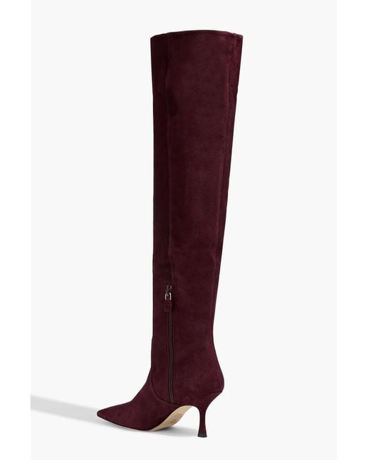 Stuart Weitzman Red Naomi 75 Suede Over-The-Knee Boots