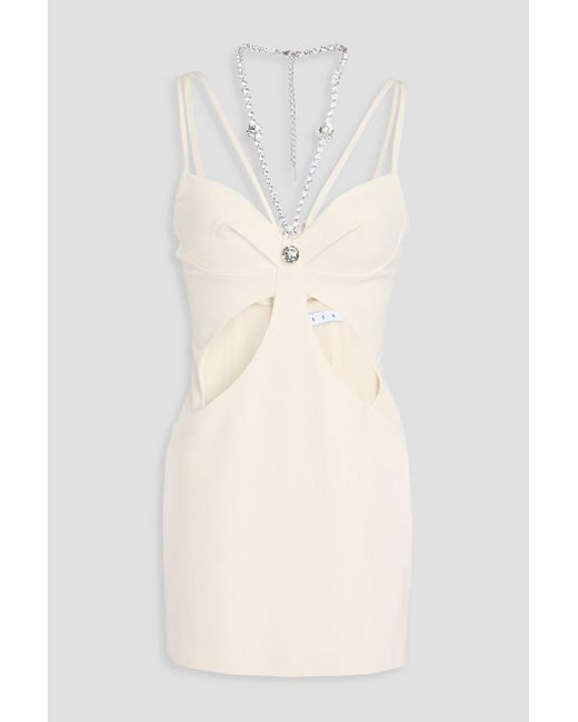 Area Natural Crystal-embellished Cutout Jersey Mini Dress