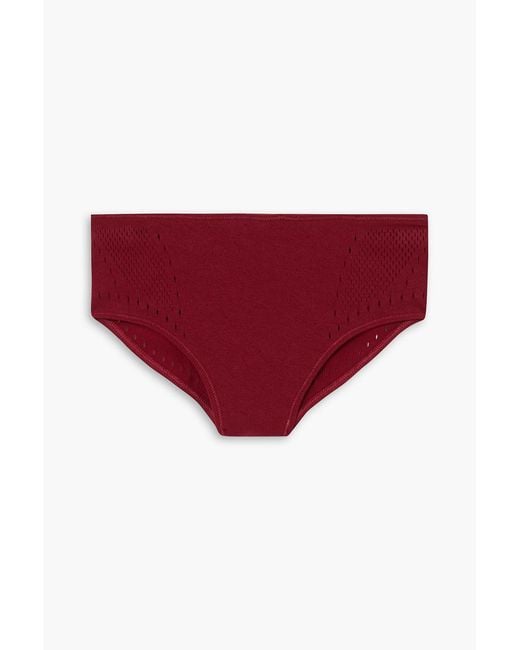 Stella McCartney Red Stellawear Perforated Stretch-jersey Mid-rise Briefs