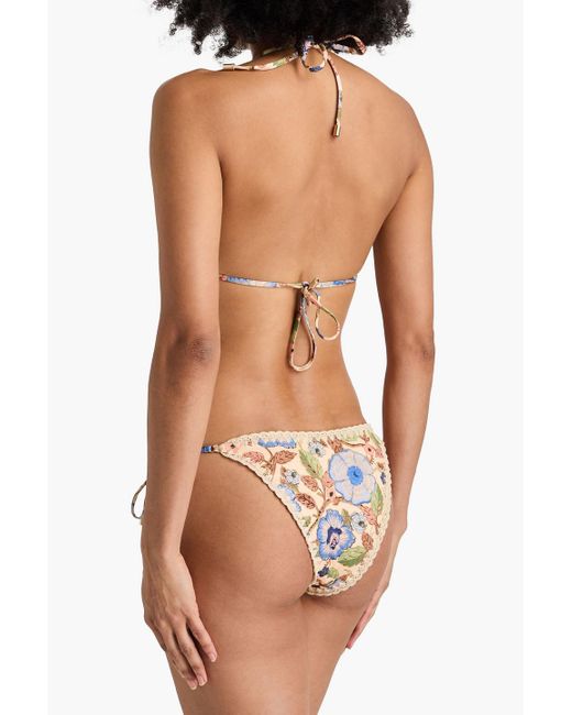 Zimmermann Gray Metallic Floral-print Triangle Bikini