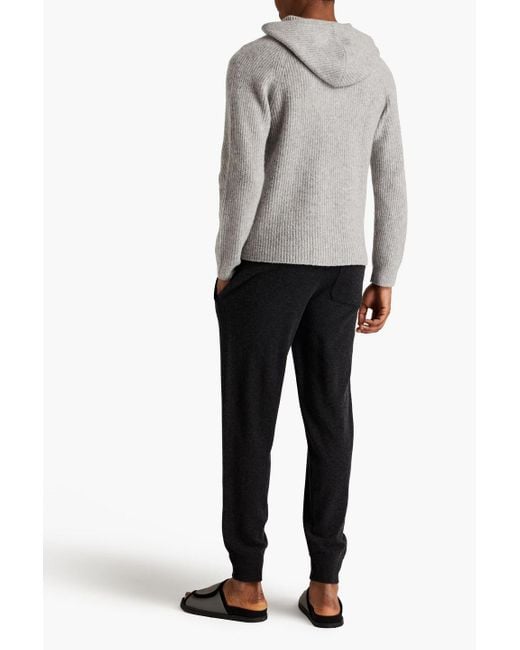 James Perse Gray Ribbed Mélange Cashmere Hoodie for men