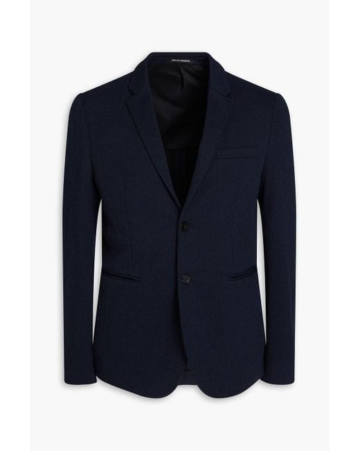 Emporio Armani Blue Jacquard-knit Suit Jacket for men