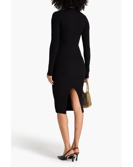 Jonathan Simkhai Black Kleid "nikolai" aus rippstrick mit cut-outs und verzierung