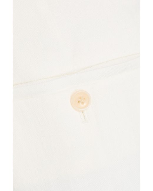 Theory White Linen-Blend Twill Wide-Leg Pants