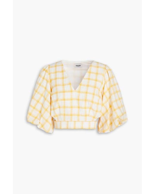 Claudie Pierlot Natural Cropped Checked Cotton Top