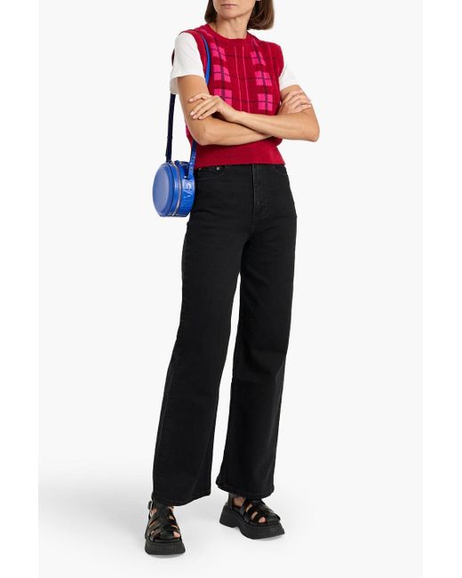Ganni Black High-Rise Wide-Leg Jeans