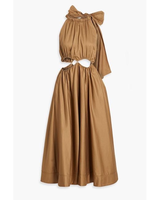 Aje. Natural Henriette Cutout Cotton-twill Midi Dress