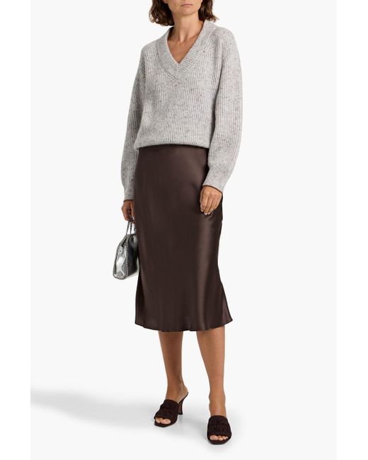 Brunello Cucinelli White Donegal Ribbed Wool-Blend Sweater