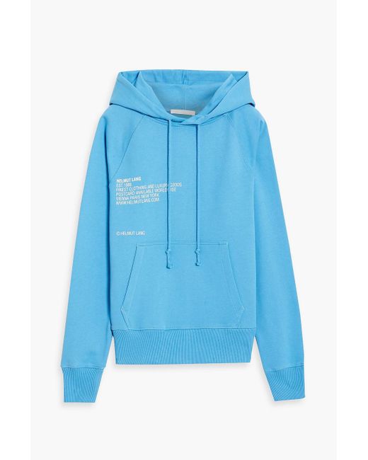 Helmut Lang Blue Printed French Cotton-terry Hoodie