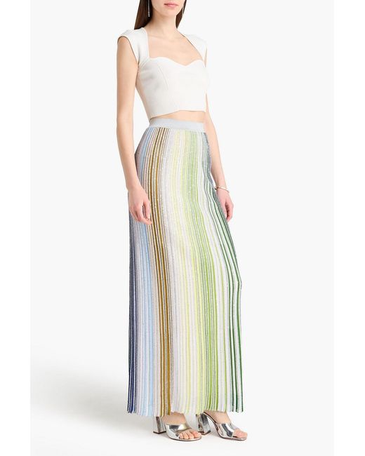 Missoni White Metallic Sequin-Embellished Ribbed-Knit Maxi Skirt