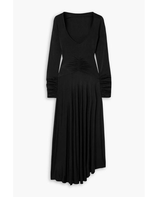 Acne Black Ruched Stretch-Jersey Maxi Dress
